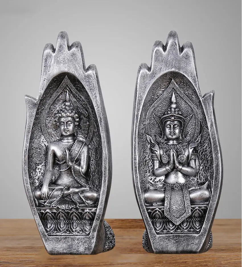 2Pcs Buddha Statue Hands Sculptures Monk Figurine Tathagata India Yoga Fengshui Home Decoration Ornament Accessories Furnish Wise