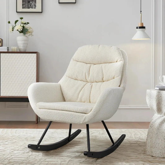 Teddy Fleece Upholstered Rocking Chair Furnish Wise
