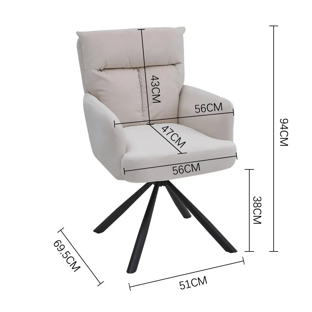 Upholstered Swivel Armchair with Black Legs Furnish Wise
