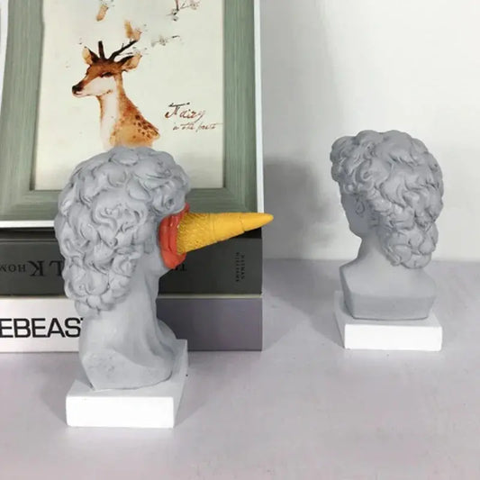 Ice Cream David Statue Home Decoration Head Bust Sculpture Resin Mini Modern Abstract Art Sketch Desktop Ornaments Furnish Wise