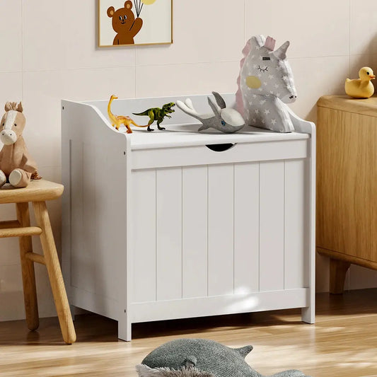 Wooden White Large Capacity Toy Storage Box Furnish Wise