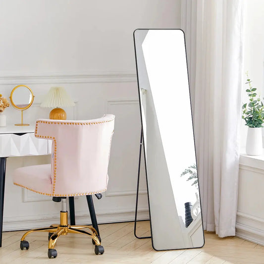 Modern Rectangular Metal Floor Mirror Furnish Wise