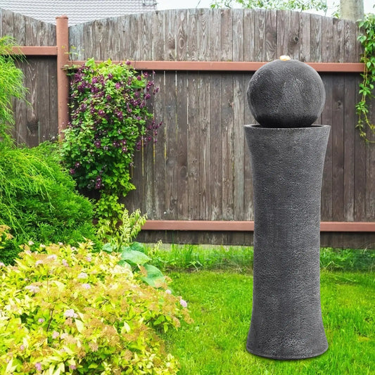 Outdoor Modern Cylindrical Water Polo Fountain with Warm Light Furnish Wise
