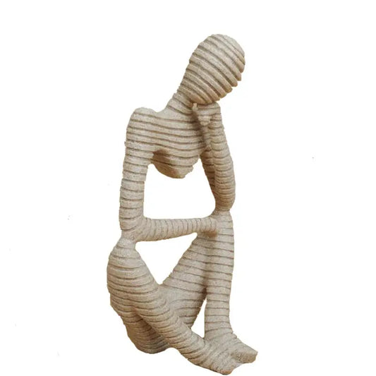 24cm Abstract Art Thinker Statue Thinking of You Figurine Natural Sandstone Crfats Sculpture Modern Home Office Desk Decor Furnish Wise