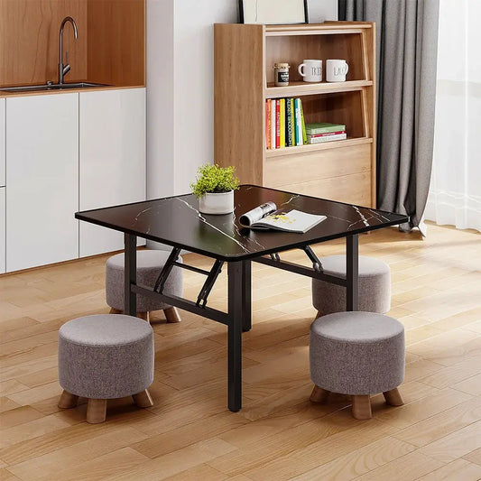 Square Marble Effect 80cm Folding Coffee Table Furnish Wise