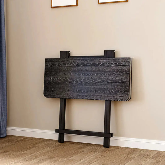 Black 80x80cm Folding Wooden Dining Table - Furnish Wise