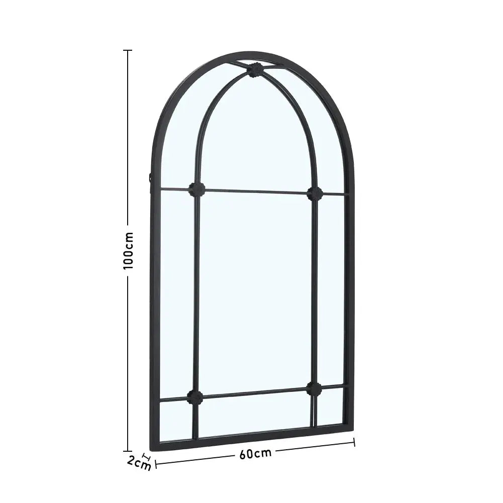 Arched Metal Windowpane Mirror Furnish Wise