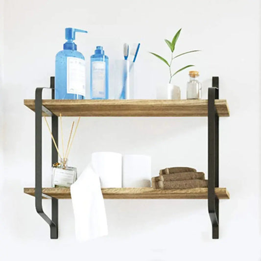 2-Tier Industrial Style Floating Wall Shelf Furnish Wise