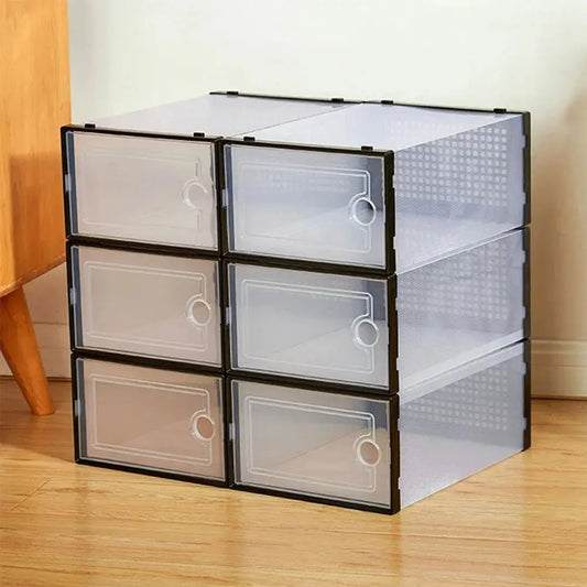 12 Pack Plastic Stackable Shoe Storage Boxes Furnish Wise