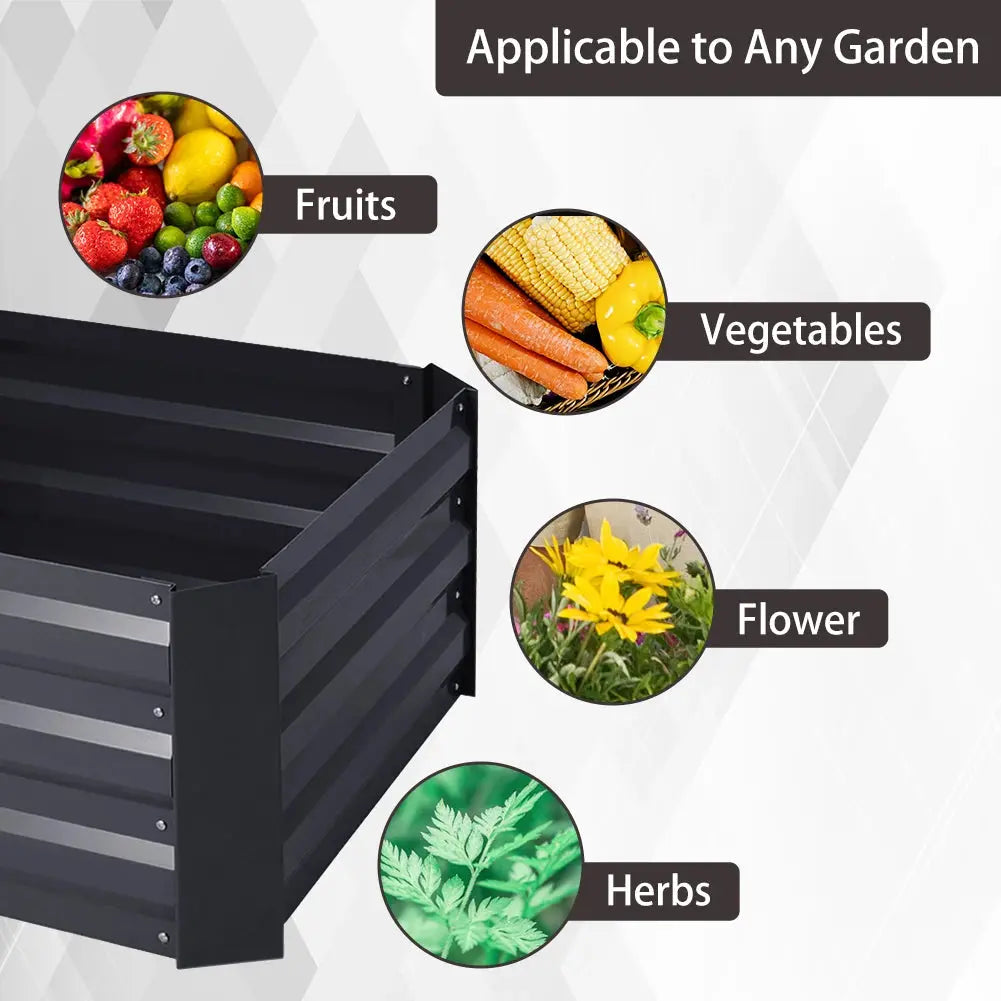Galvanised Steel Square Raised Garden Bed Planter Box - Furnish Wise