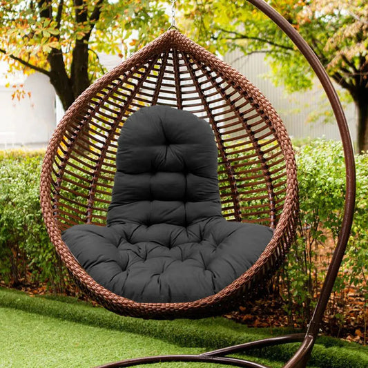 Hanging Egg Chair Thick Cushion Swing Chair Pad, Black *CUSHION ONLY* Furnish Wise