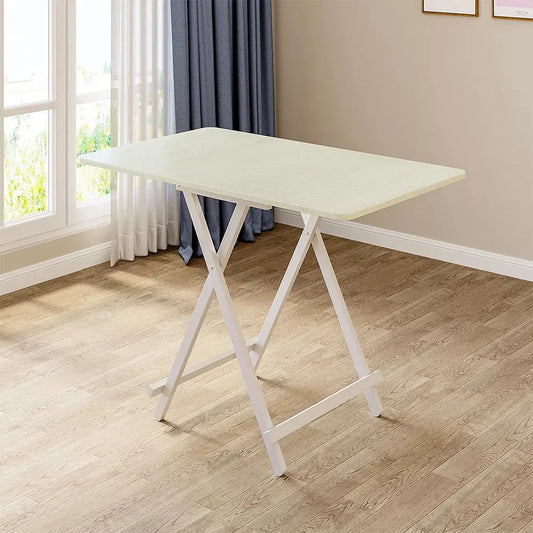 White 100x60cm Folding Wooden Dining Table - Furnish Wise