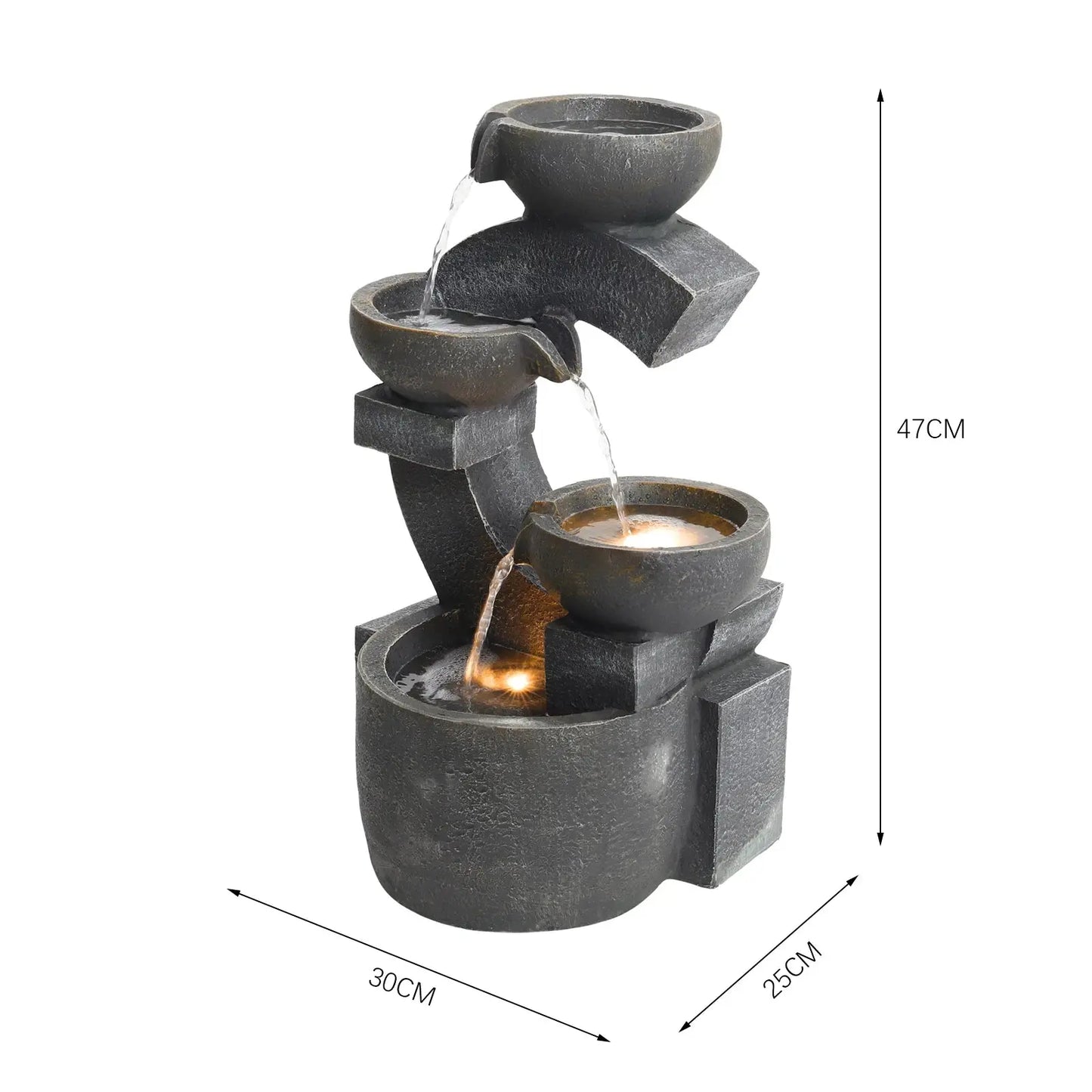 Outdoor Electric Water Fountain Rockery Decor with LED Light Beads Furnish Wise