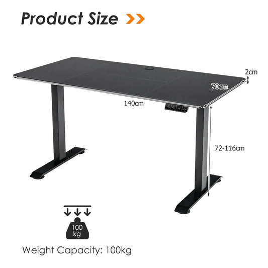 GOFLAME Electric Height Adjustable Standing Desk, Sit Stand Desk w/ Frame, 4 Programmable Preset Controller Furnish Wise