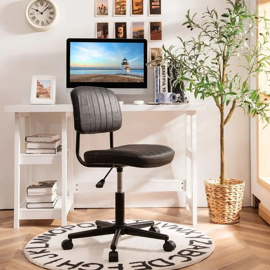 PU Leather Rolling Upholstered Task Chair Furnish Wise