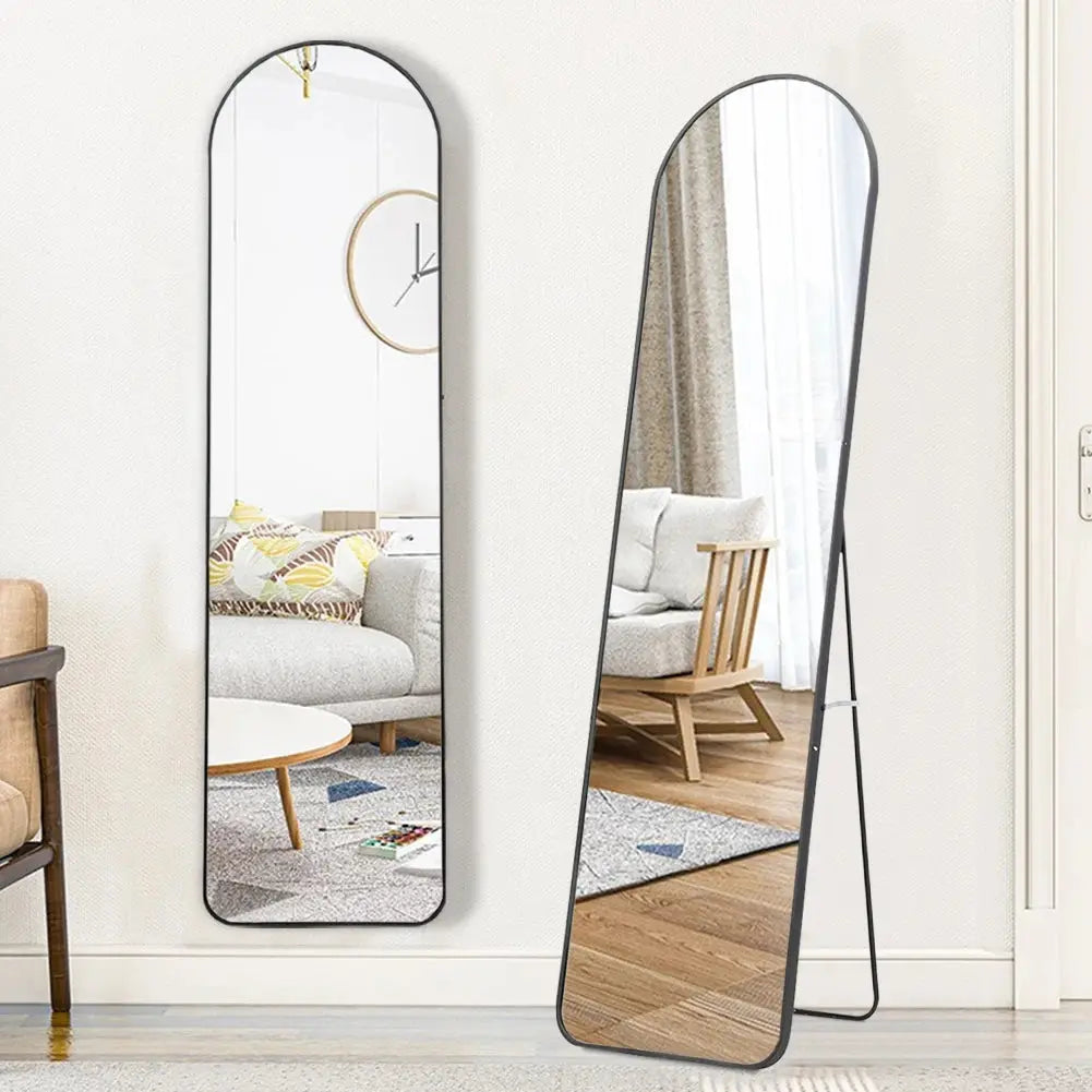 Modern Arched Metal Floor Mirror Furnish Wise