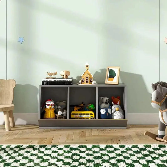Grey MDF Stackable Open Style Toy Storage Furnish Wise