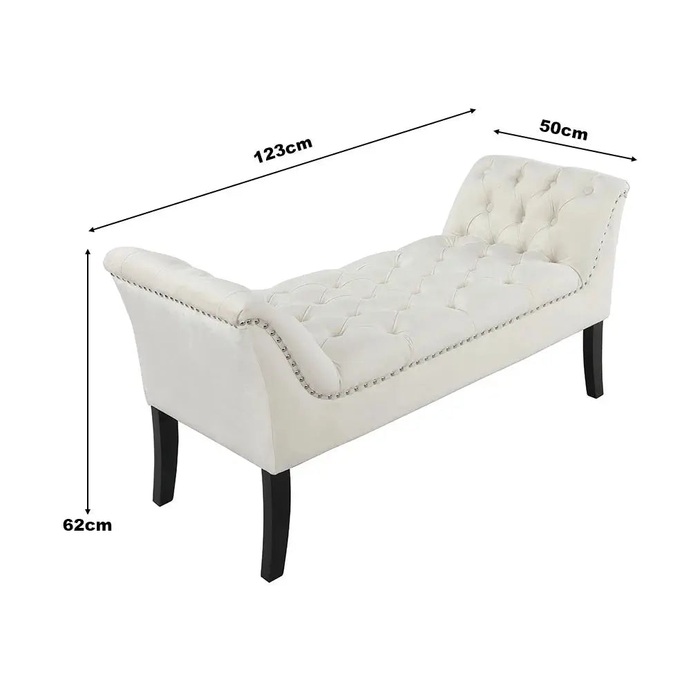 Modern Design Velvet Button Bench Furnish Wise