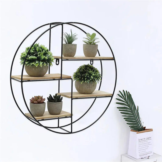 Modern Round Octagonal Floating Decorative Wall Display Shelf Furnish Wise