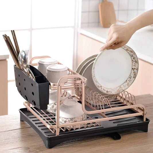 2 Tier Aluminium Dish Storage Rack Furnish Wise