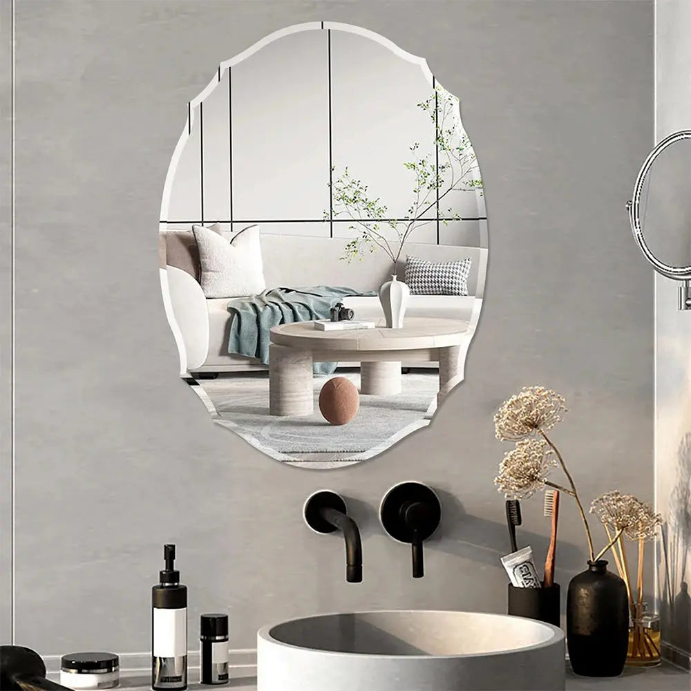 Ellipse Wall Mounted Mirror with Beveled Edge Furnish Wise