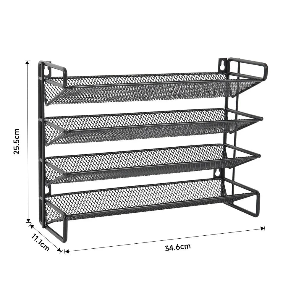 Black 4 Tier Metal Spice Rack Organizer Furnish Wise