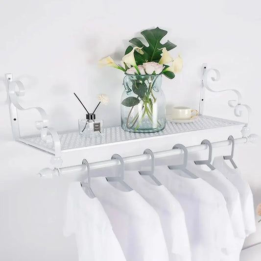 Wall Mounted Metal Clothes Rack with Shelf Furnish Wise