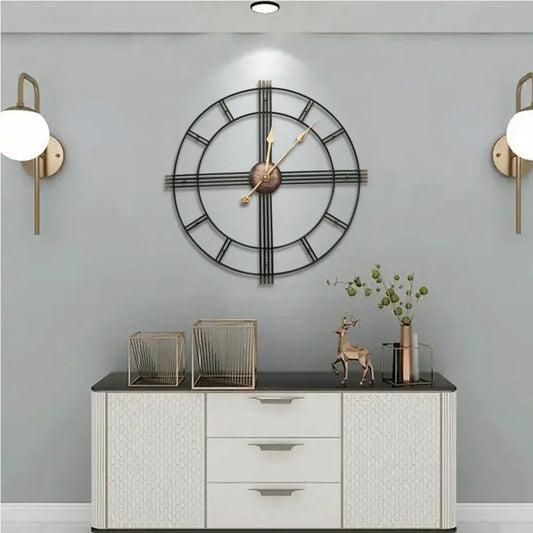 60cm Industrial Retro Roman Metal Wall Clock Furnish Wise