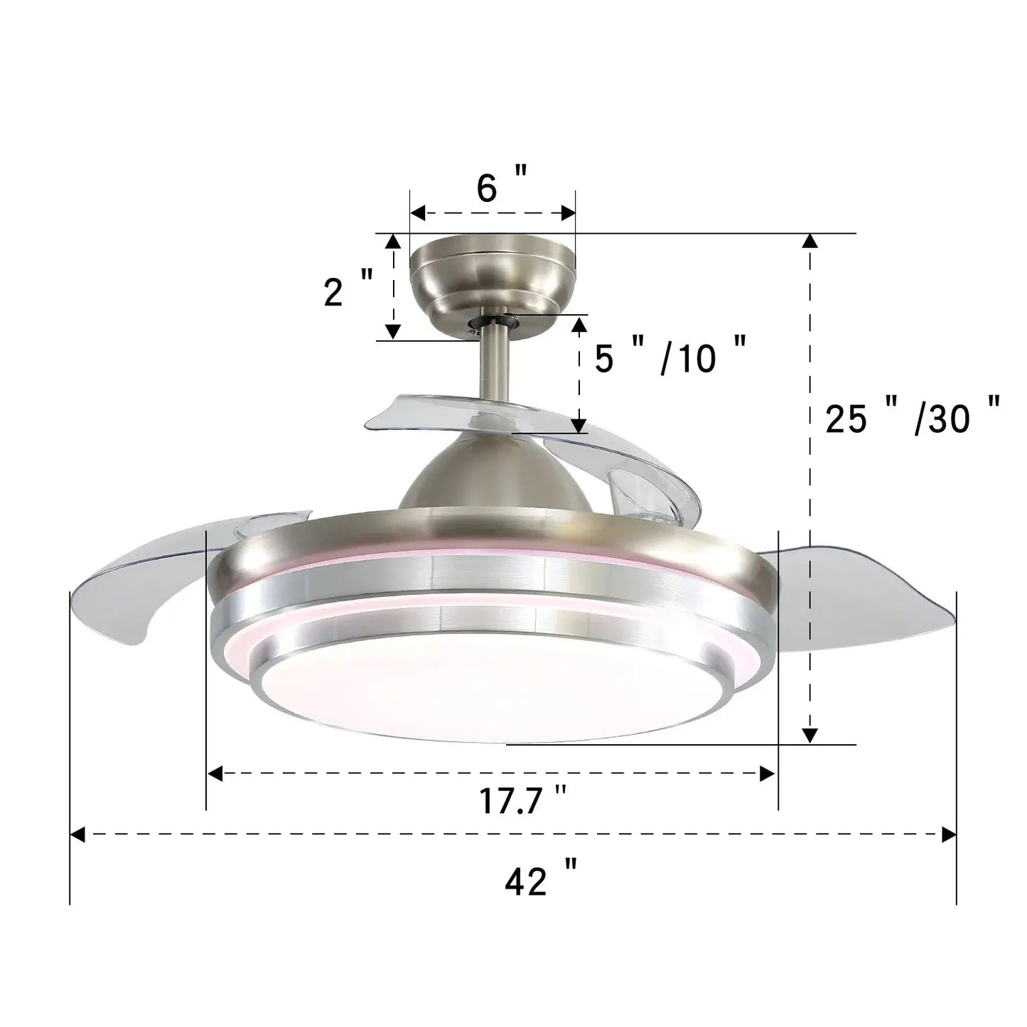 42 Inch Ceiling Fan Blade Light Chandelier Lamp + Remote Control Furnish Wise