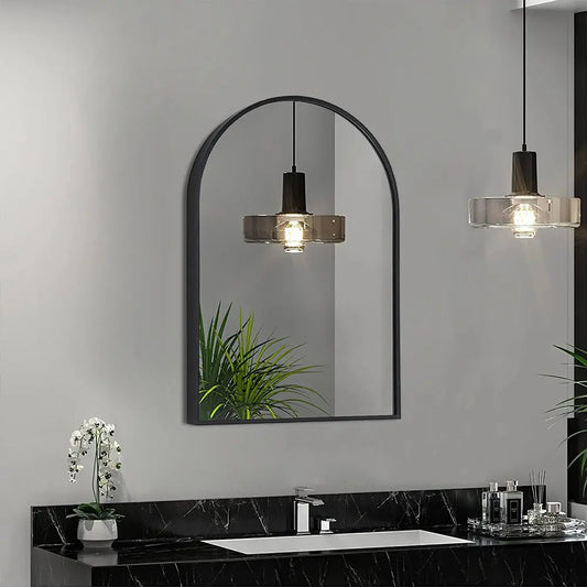 Black Aluminium Arched Wall Mirror Furnish Wise