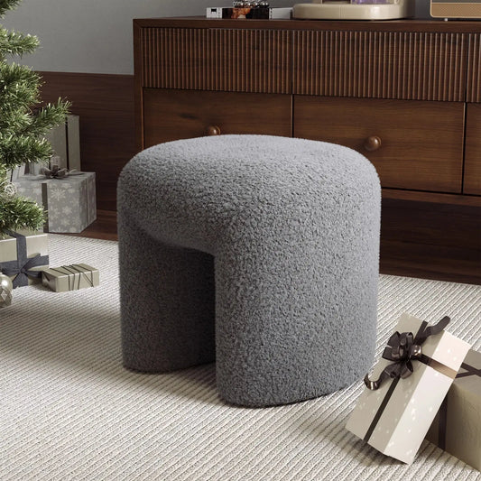 Multifunctional Household Modern Teddy Bear Fur Upholstered Ottoman Furnish Wise