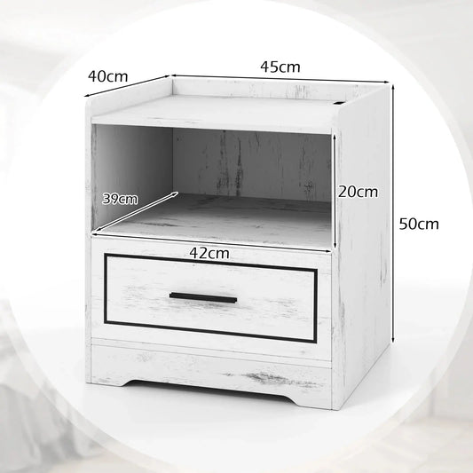 LED Nightstand Smart Bedside Table with USB & Type-C Port Furnish Wise
