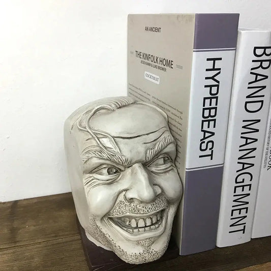 18.5cm Resin Here's Johnny Statue Creative Bookshelf Bookend Library Funny-face Home Decoration Resin Desktop Ornament Book Furnish Wise