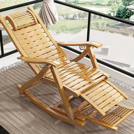 Bamboo Rocking Chair Foldable Recliner Furnish Wise