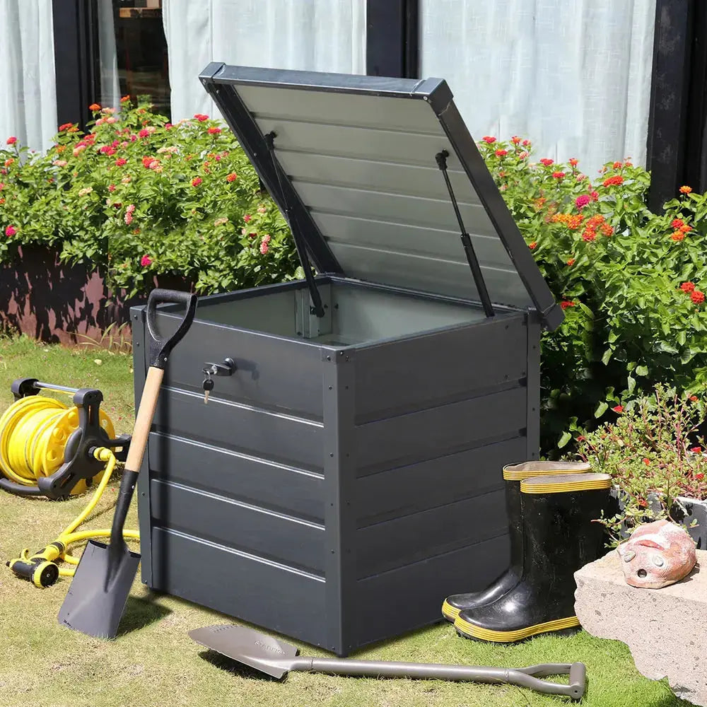 200L Metal Outdoor Garden Lockable Storage Box Furnish Wise