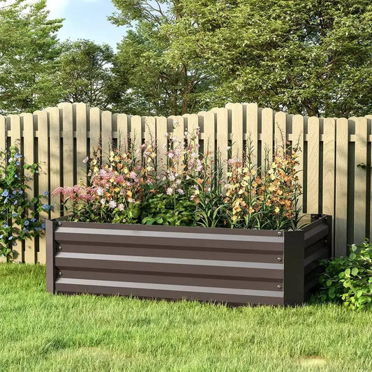 Dark Oak Garden Planter for Outdoor Vegetables, Plants or Flowers - Furnish Wise