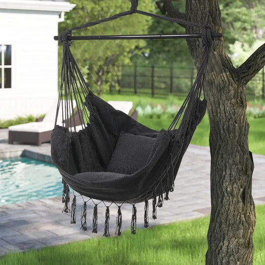 Bohemian Hanging Chair with Tassels Furnish Wise