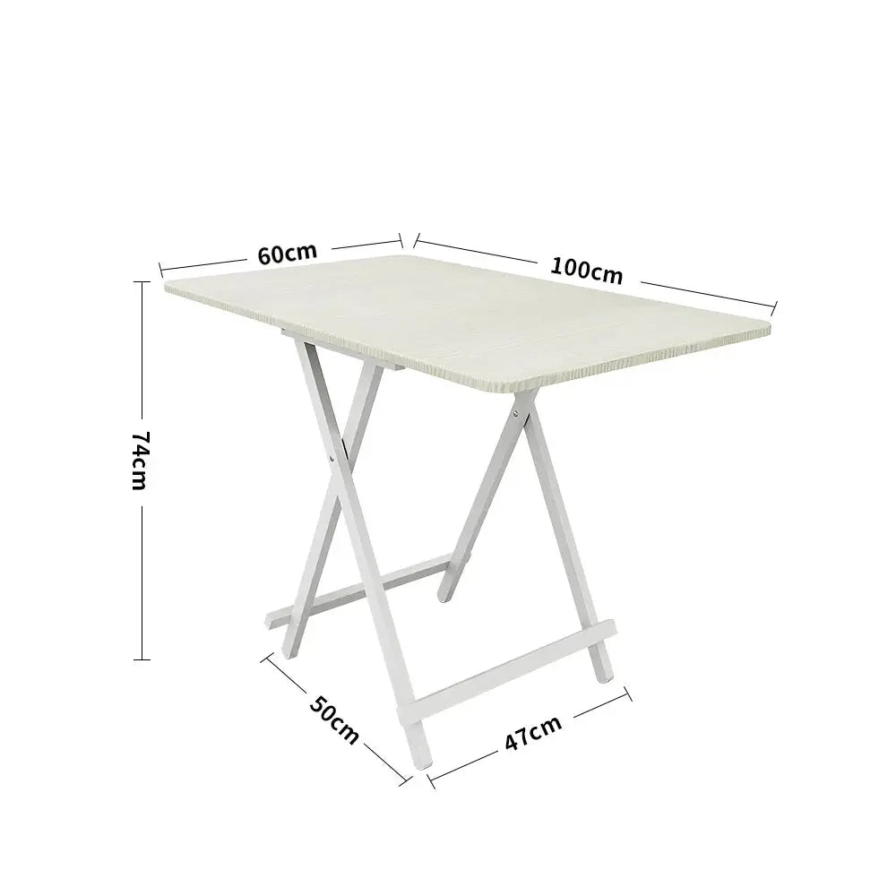 White 100x60cm Folding Wooden Dining Table - Furnish Wise