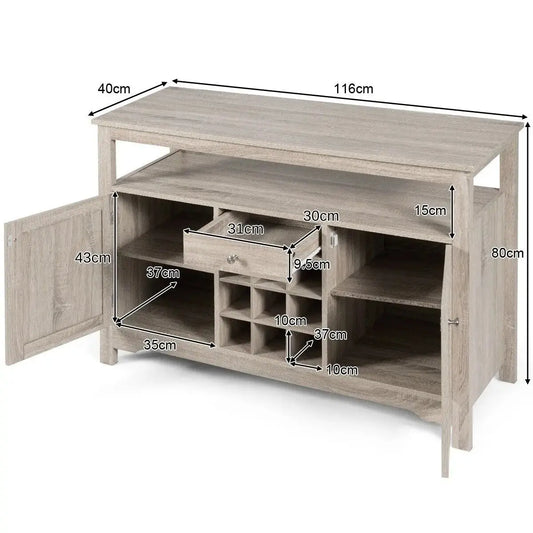GOFLAME Kitchen Buffet Sideboard Rustic Cupboard Storage Organizer w/Wine Rack Furnish Wise