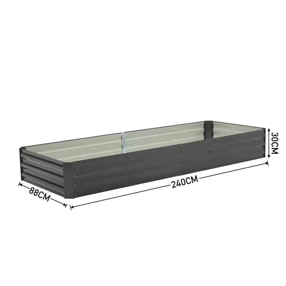 Charcoal Black Outdoor Rectangular Metal Raised Garden Bed Furnish Wise