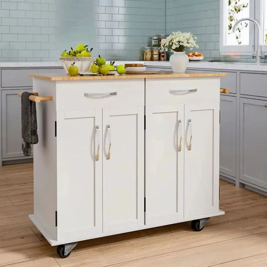 2 Drawers Kitchen Mobile Trolley Storage Cabinet Furnish Wise