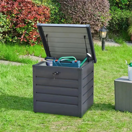 200L Metal Outdoor Garden Lockable Storage Box Furnish Wise