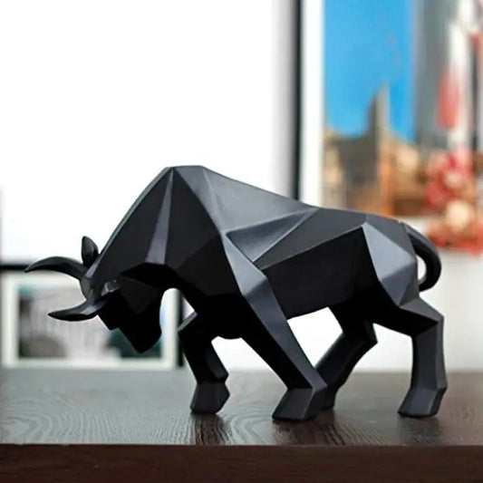 Resin Wall Street Bull Statue Bison Sculpture Decoration Abstract Animal Figurine Room Desk Home Study Decor Ornaments Gift Furnish Wise