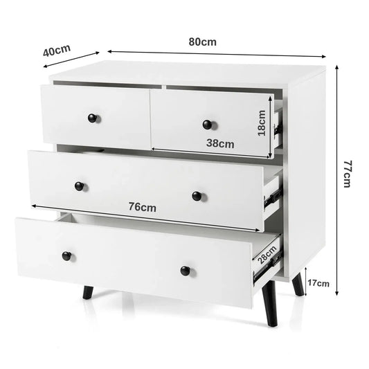 GOFLAME 4-Drawer Dresser, Chest of Drawers with Anti-Toppling Devices, Sturdy Legs, Wooden Storage Cabinet Furnish Wise