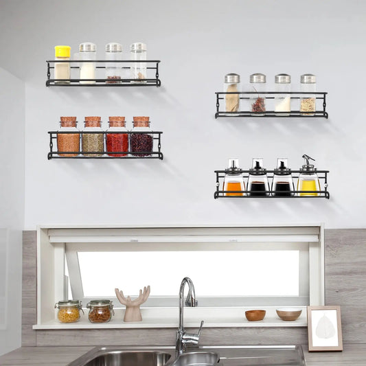 Set of 4 Wall-Mounted Spice Racks Furnish Wise
