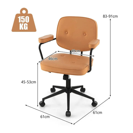 Height-Adjustable PU Leather Desk Chair Furnish Wise