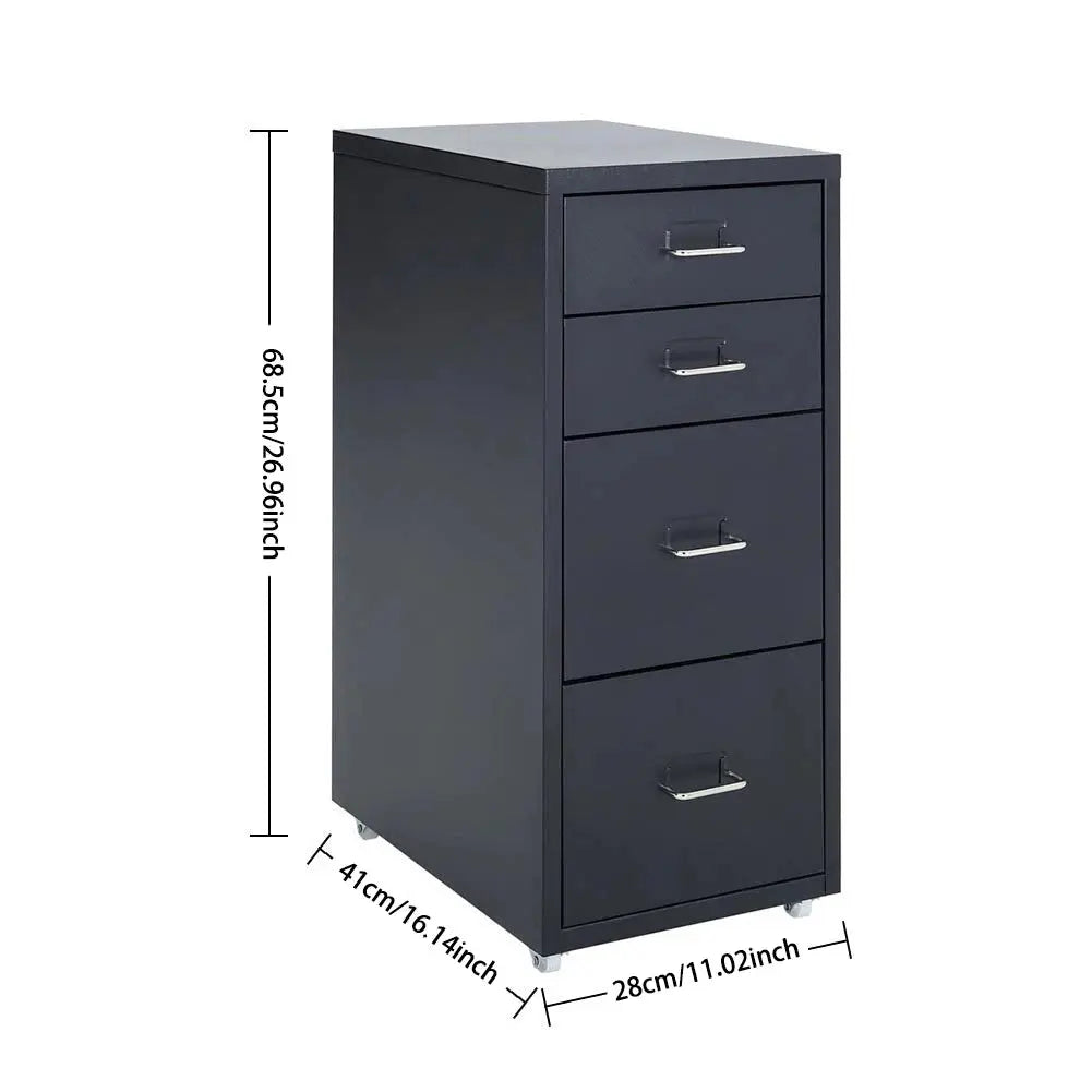 Rolling File Cabinet with 4 Drawers, Shelf and Wheels Furnish Wise