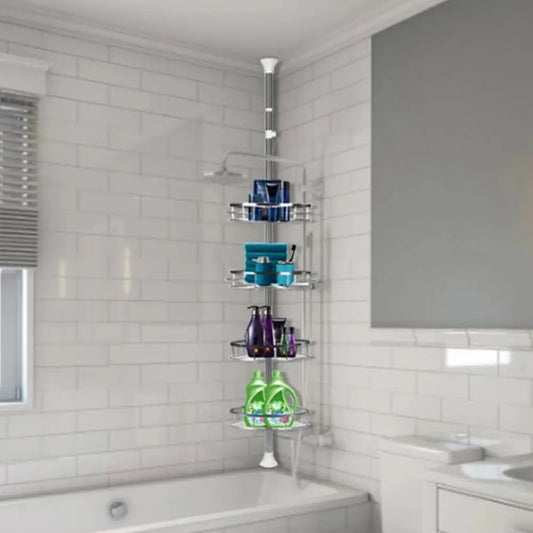 4 Tier Telescopic Bathroom Corner Shelf Shower Organizer Caddy Furnish Wise
