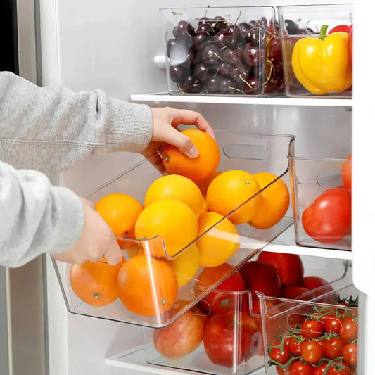 2Pcs Stackable Refrigerator Storage Organisers with Handles Furnish Wise