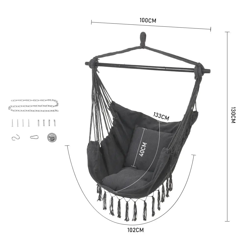Bohemian Hanging Chair with Tassels Furnish Wise